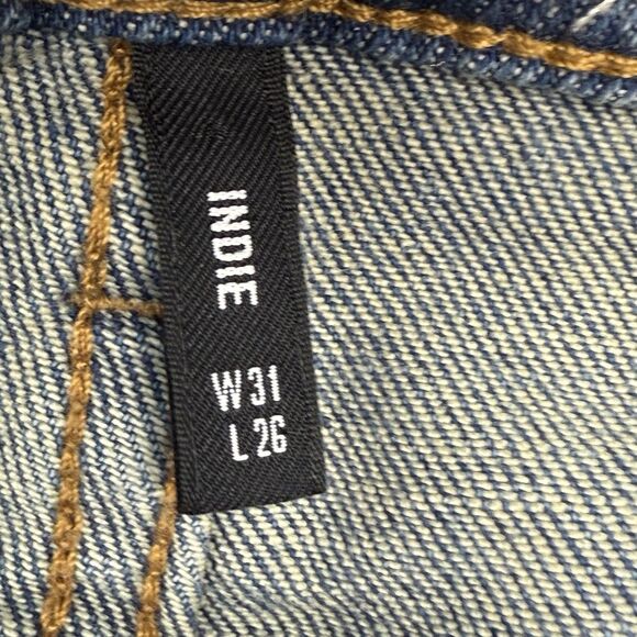 Driftwood Indie Patchwork Crop Bootcut Kick Frayed Hem Step Jeans Size 31 - Picture 9 of 15